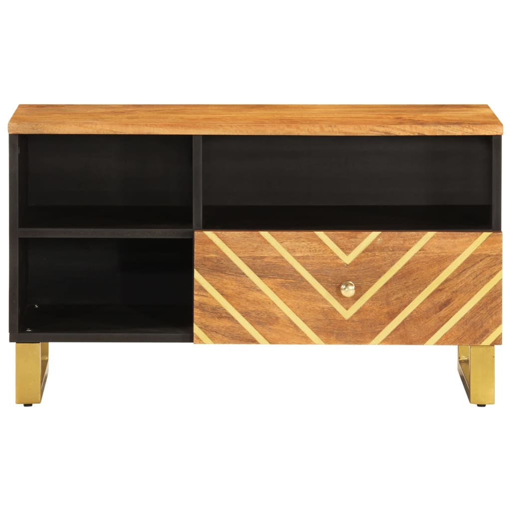 Tv-Bänk Brun Och Svart 80X33,5X46 Cm Massivt Mangoträ