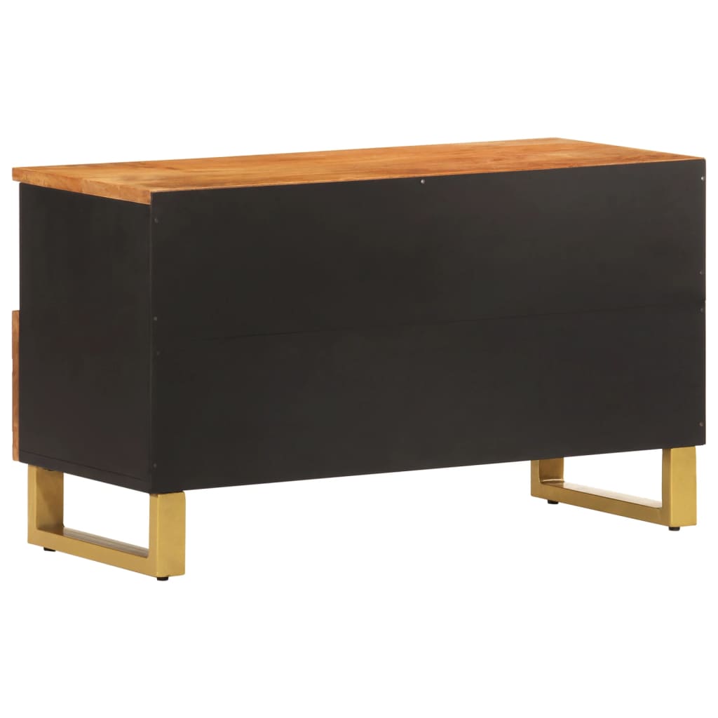 Tv-Bänk Brun Och Svart 80X33,5X46 Cm Massivt Mangoträ