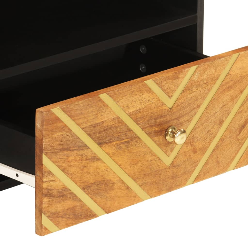 Tv-Bänk Brun Och Svart 80X33,5X46 Cm Massivt Mangoträ