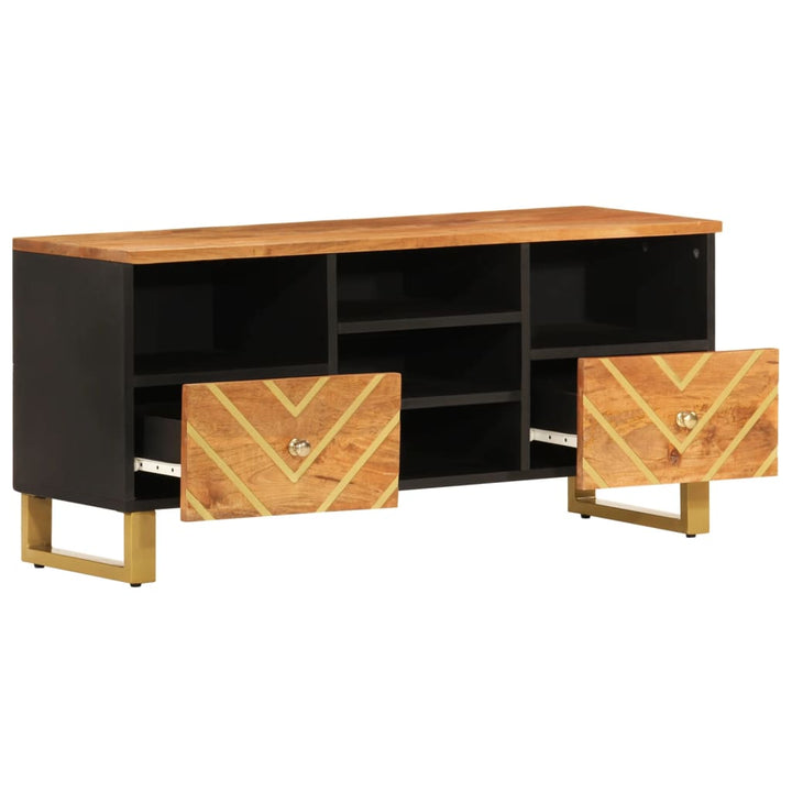 Tv-Bänk Brun Och Svart 100X33,5X46 Cm Massivt Mangoträ