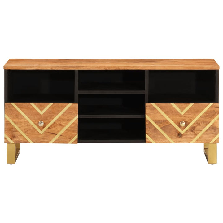 Tv-Bänk Brun Och Svart 100X33,5X46 Cm Massivt Mangoträ