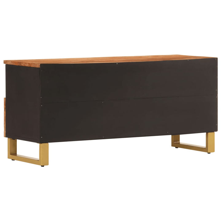 Tv-Bänk Brun Och Svart 100X33,5X46 Cm Massivt Mangoträ