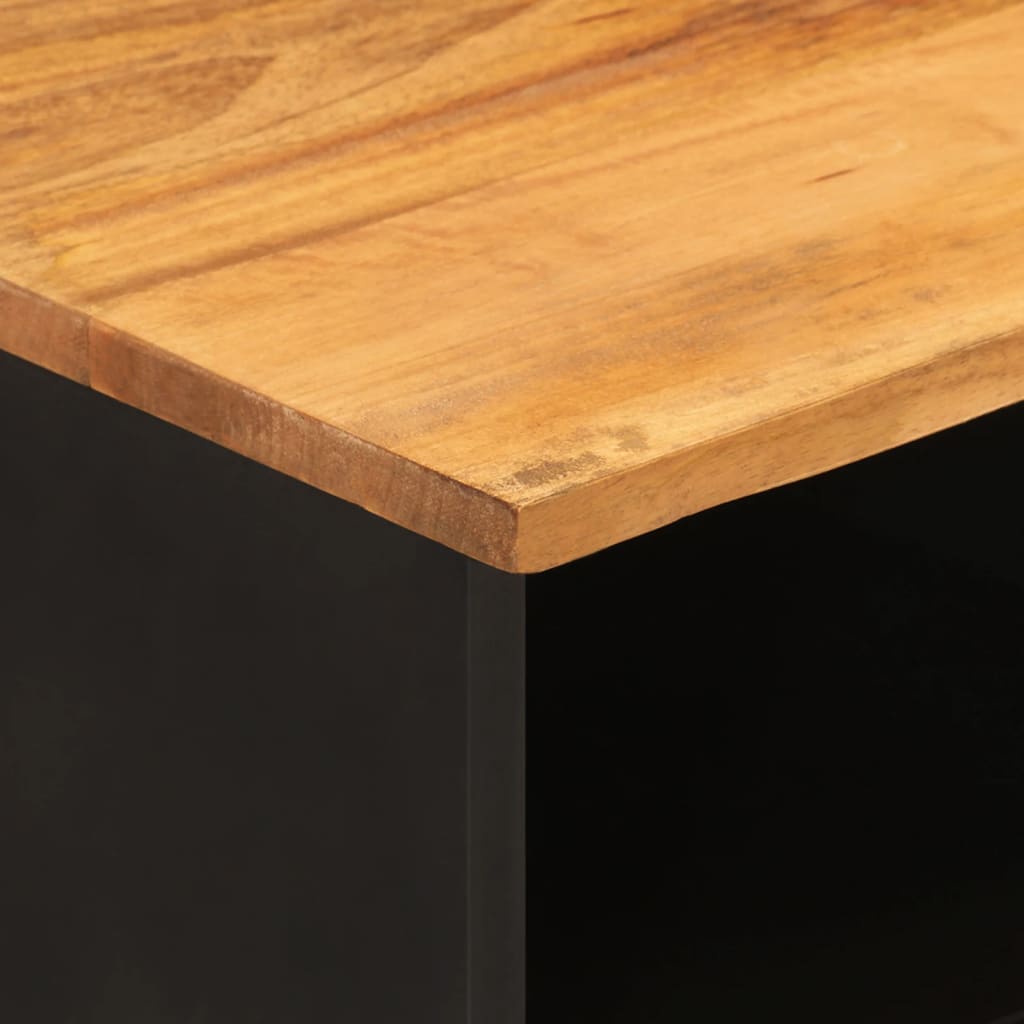 Tv-Bänk Brun Och Svart 100X33,5X46 Cm Massivt Mangoträ