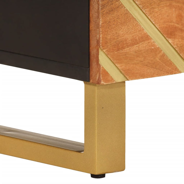 Tv-Bänk Brun Och Svart 100X33,5X46 Cm Massivt Mangoträ