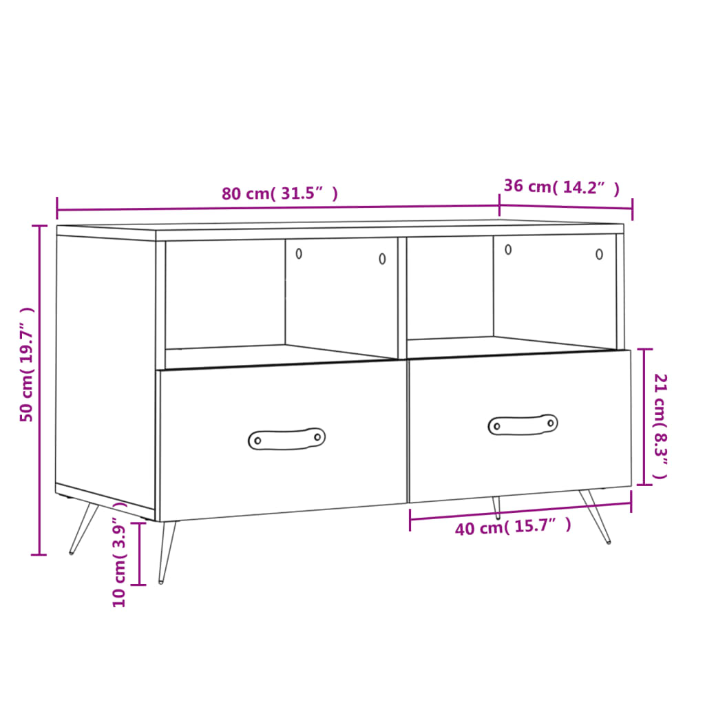 Tv-Bänk 80X36X50 Cm Konstruerat Trä