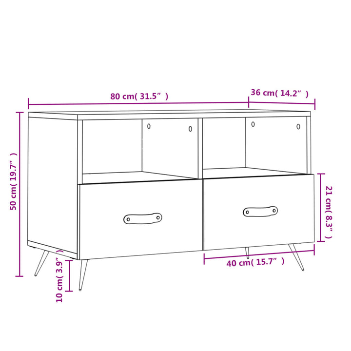 Tv-Bänk 80X36X50 Cm Konstruerat Trä