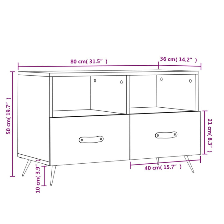 Tv-Bänk 80X36X50 Cm Konstruerat Trä