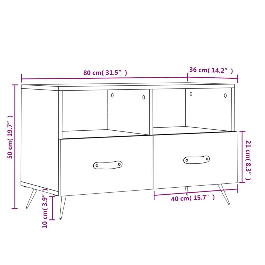 Tv-Bänk 80X36X50 Cm Konstruerat Trä