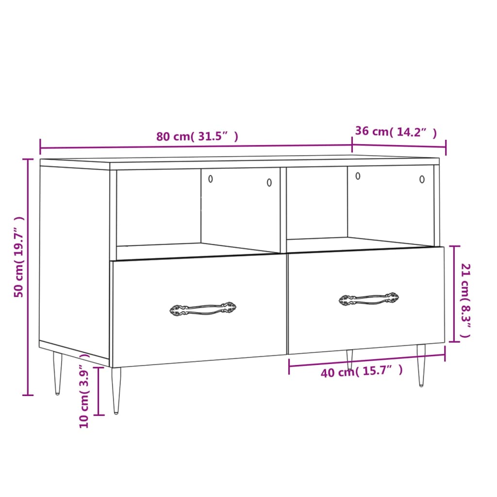 Tv-Bänk 80X36X50 Cm Konstruerat Trä