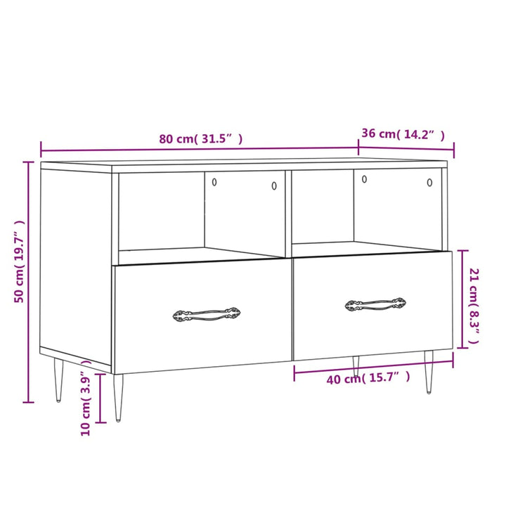 Tv-Bänk 80X36X50 Cm Konstruerat Trä
