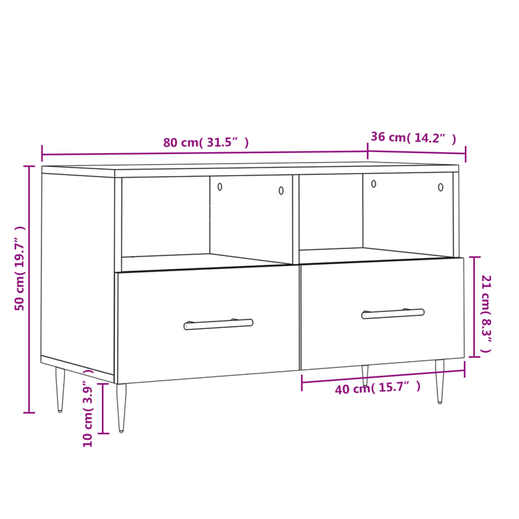 Tv-Bänk 80X36X50 Cm Konstruerat Trä
