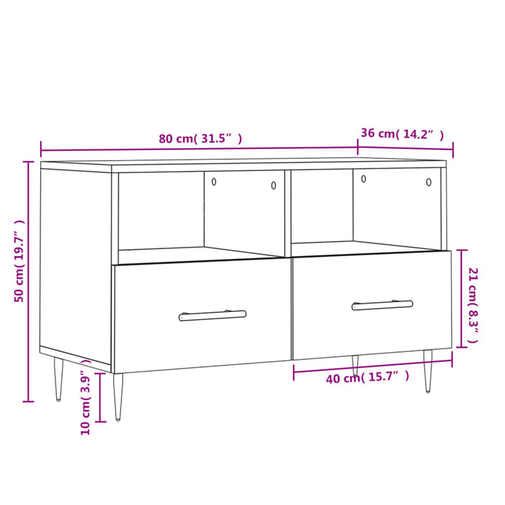 Tv-Bänk 80X36X50 Cm Konstruerat Trä