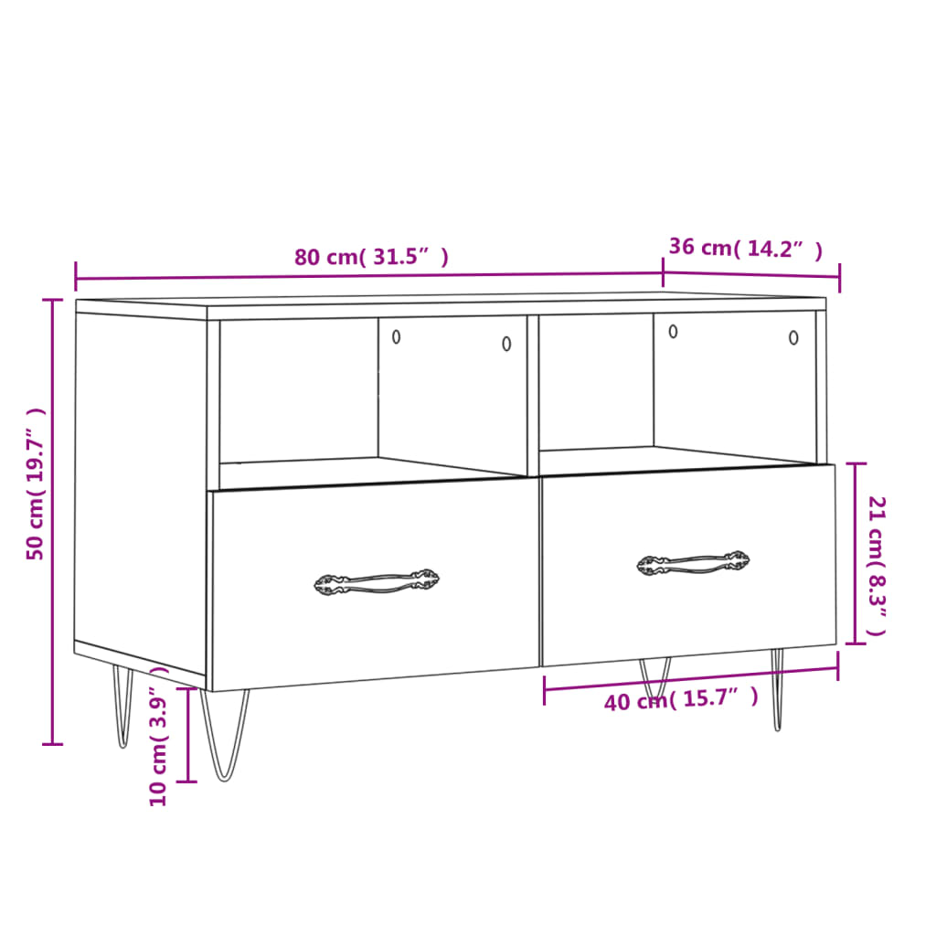 Tv-Bänk 80X36X50 Cm Konstruerat Trä