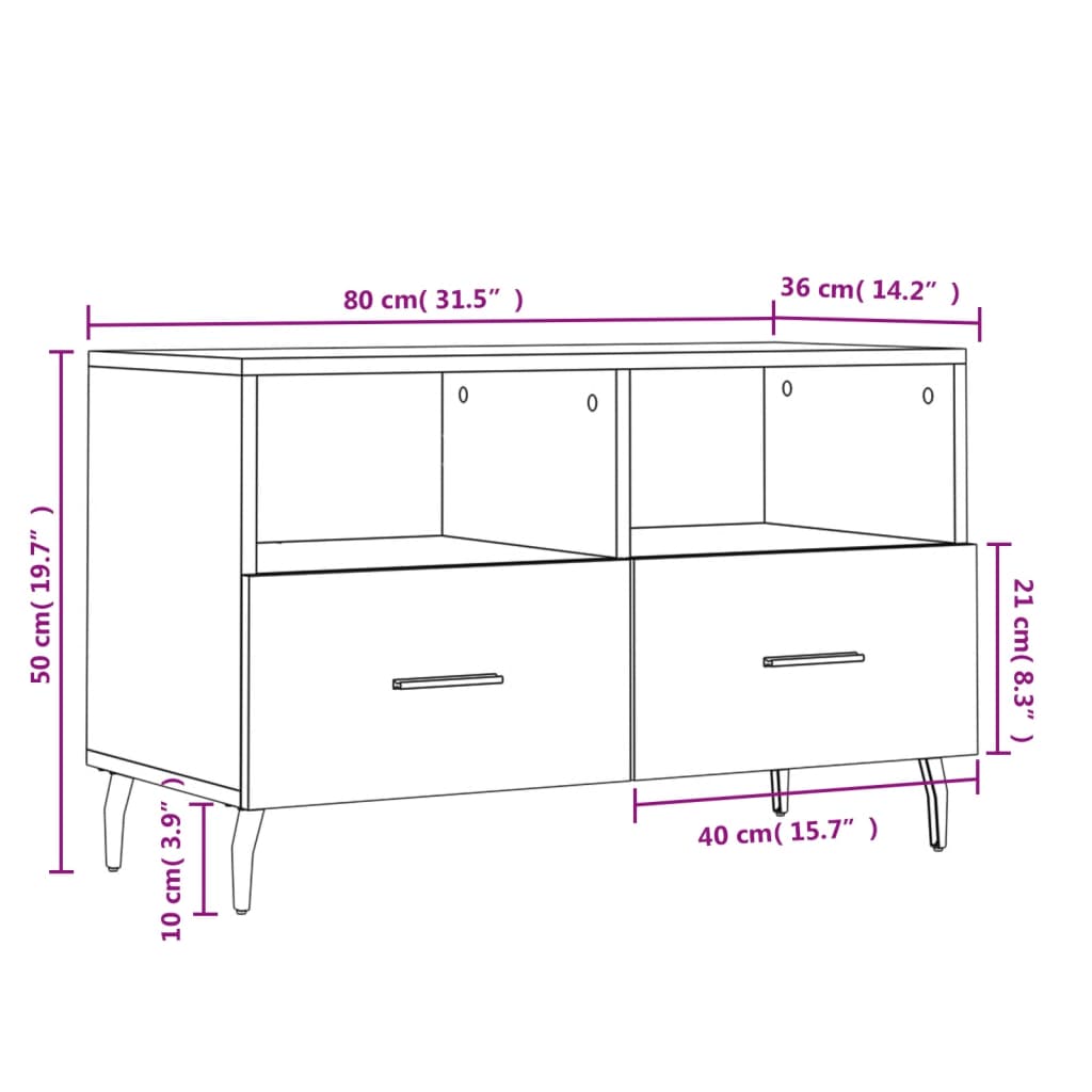 Tv-Bänk 80X36X50 Cm Konstruerat Trä