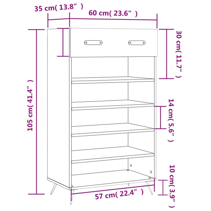 Skohylla 60X35X105 Cm Konstruerat Trä