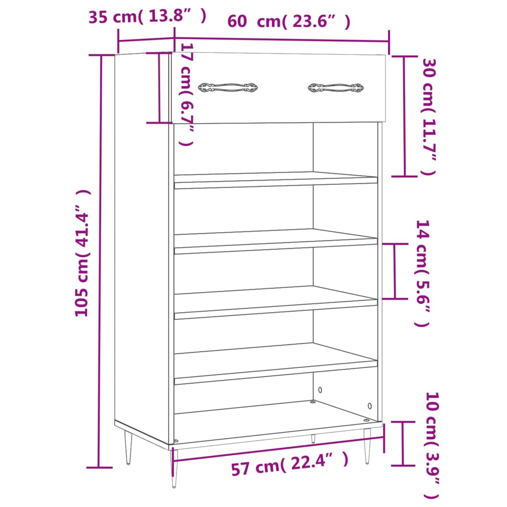 Skohylla 60X35X105 Cm Konstruerat Trä