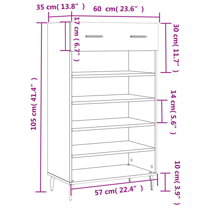 Skohylla 60X35X105 Cm Konstruerat Trä