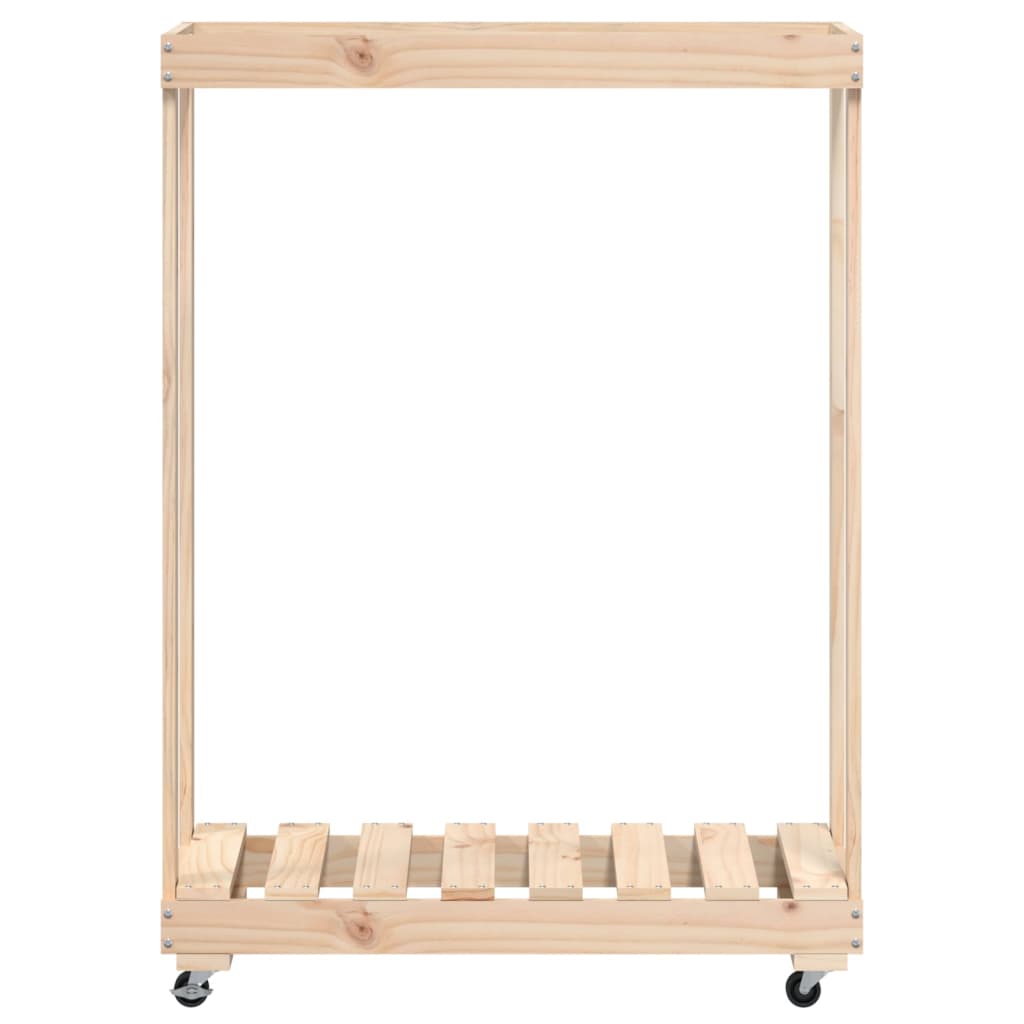 Vedställ Med Hjul 76,5X40X108 Cm Massiv Furu