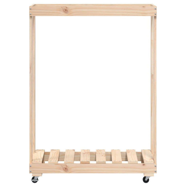 Vedställ Med Hjul 76,5X40X108 Cm Massiv Furu