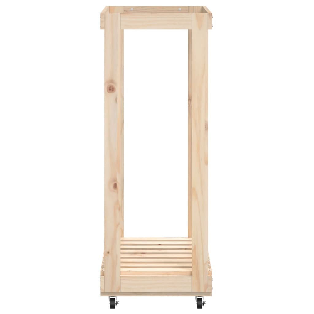 Vedställ Med Hjul 76,5X40X108 Cm Massiv Furu