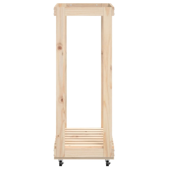 Vedställ Med Hjul 76,5X40X108 Cm Massiv Furu