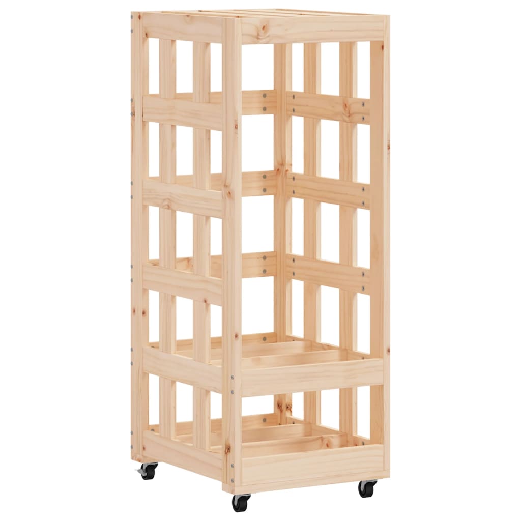 Vedställ Med Hjul 40X49X110 Cm Massiv Furu