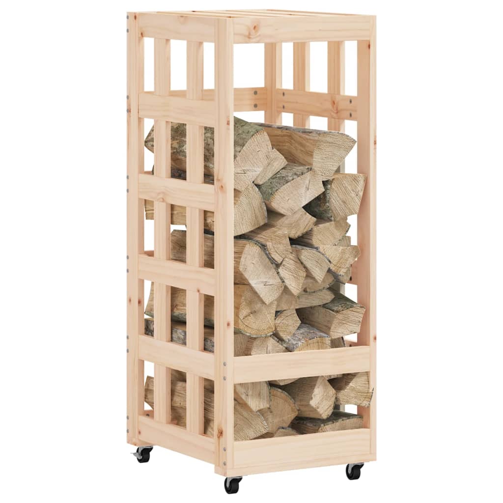 Vedställ Med Hjul 40X49X110 Cm Massiv Furu