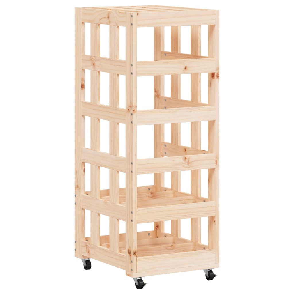 Vedställ Med Hjul 40X49X110 Cm Massiv Furu