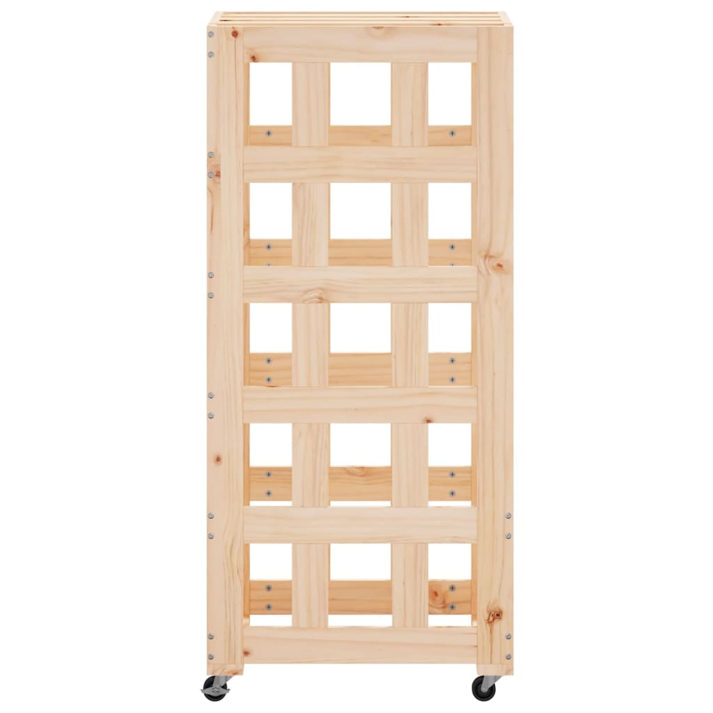 Vedställ Med Hjul 40X49X110 Cm Massiv Furu
