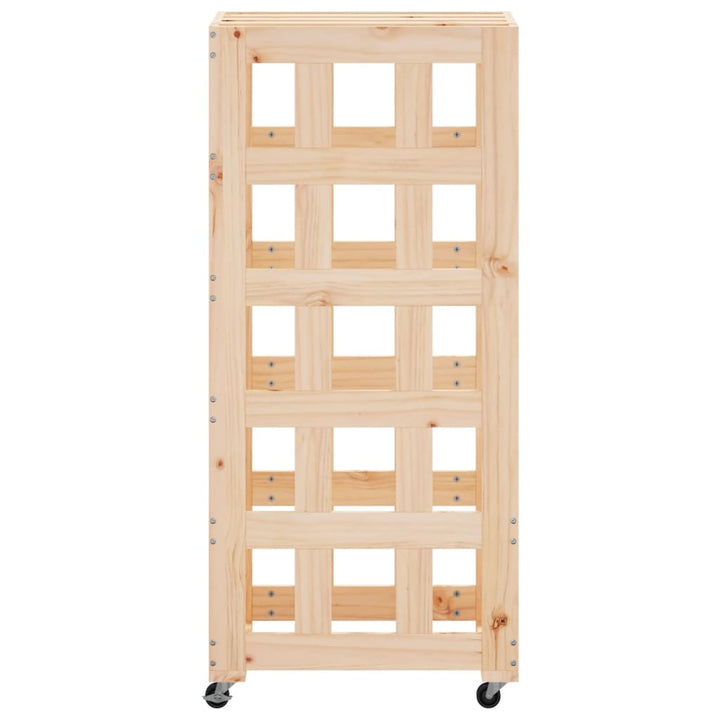 Vedställ Med Hjul 40X49X110 Cm Massiv Furu