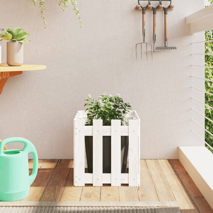 Odlingslåda Med Staket-Design Impregnerad Furu