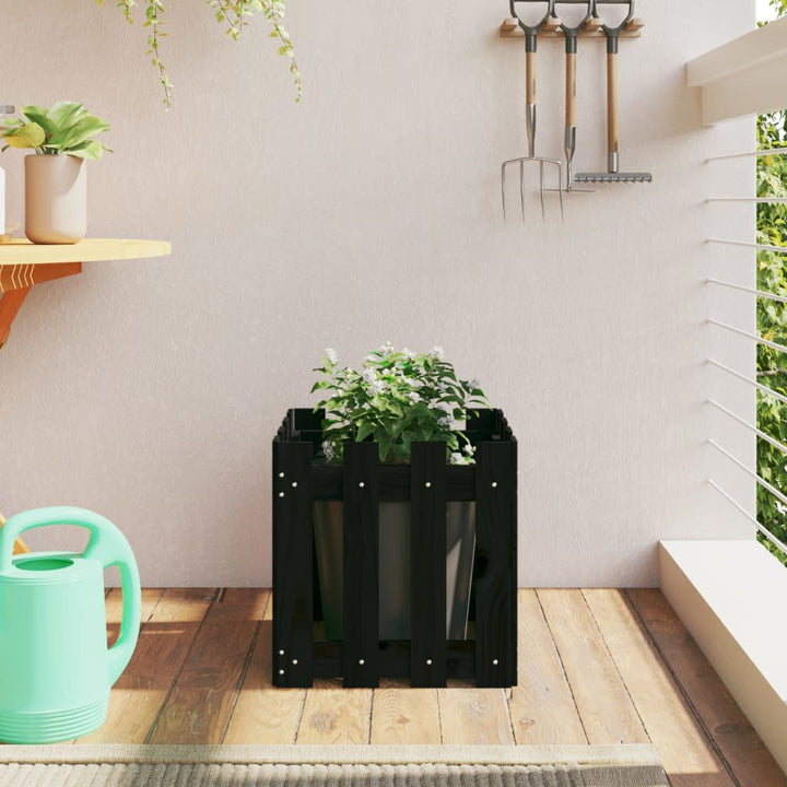 Odlingslåda Med Staket-Design Impregnerad Furu