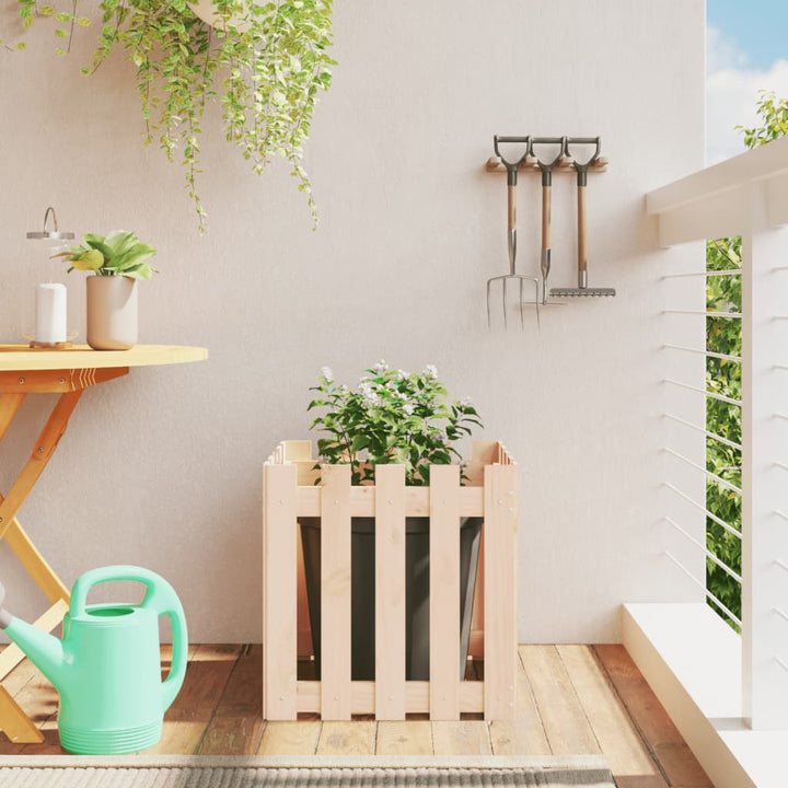 Odlingslåda Med Staket-Design Impregnerad Furu