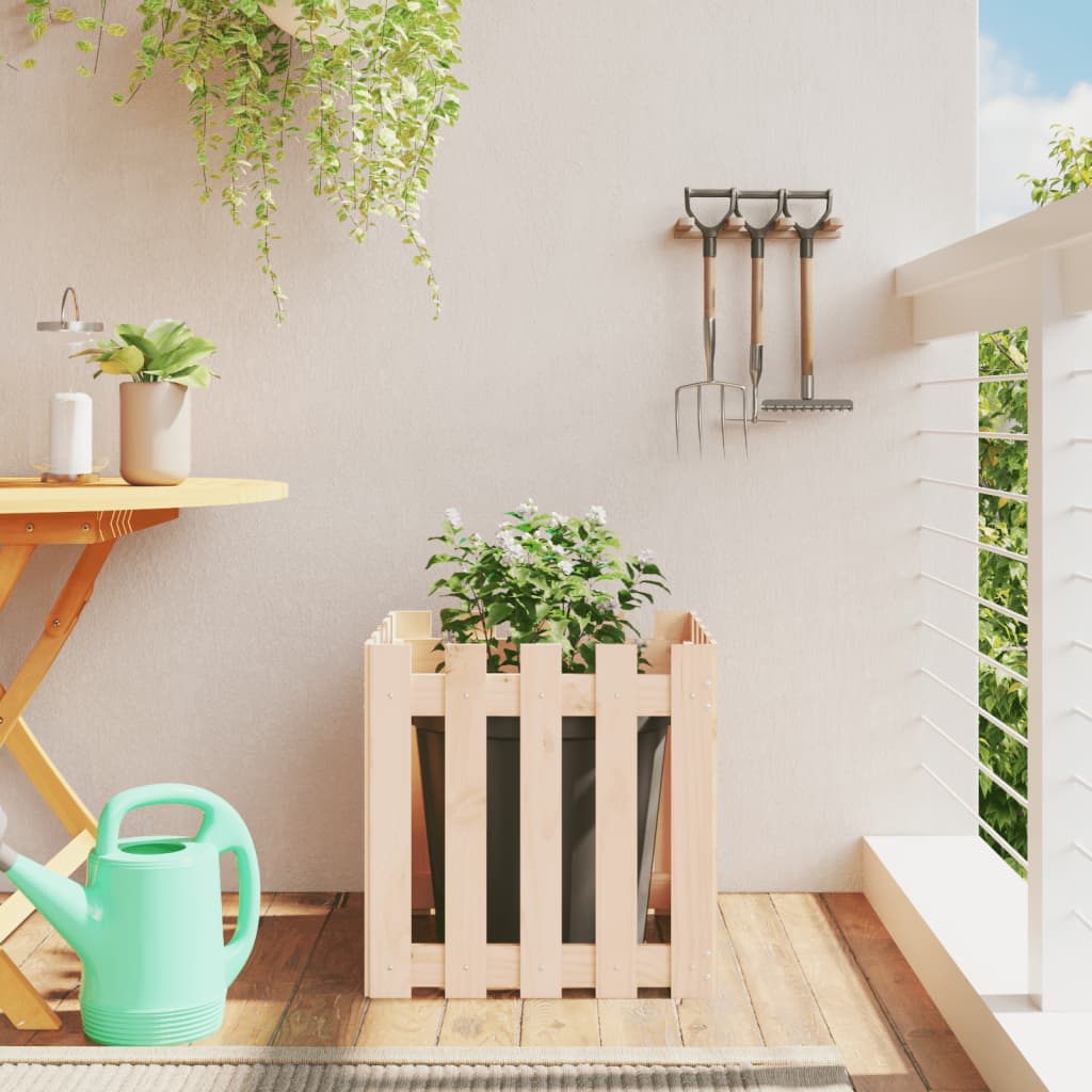 Odlingslåda Med Staket-Design Impregnerad Furu