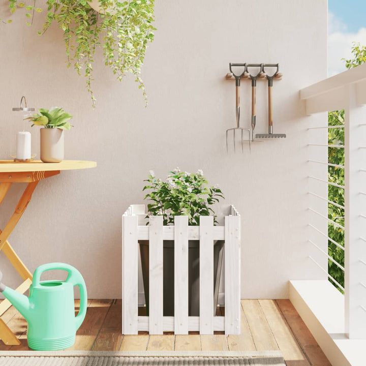 Odlingslåda Med Staket-Design Impregnerad Furu