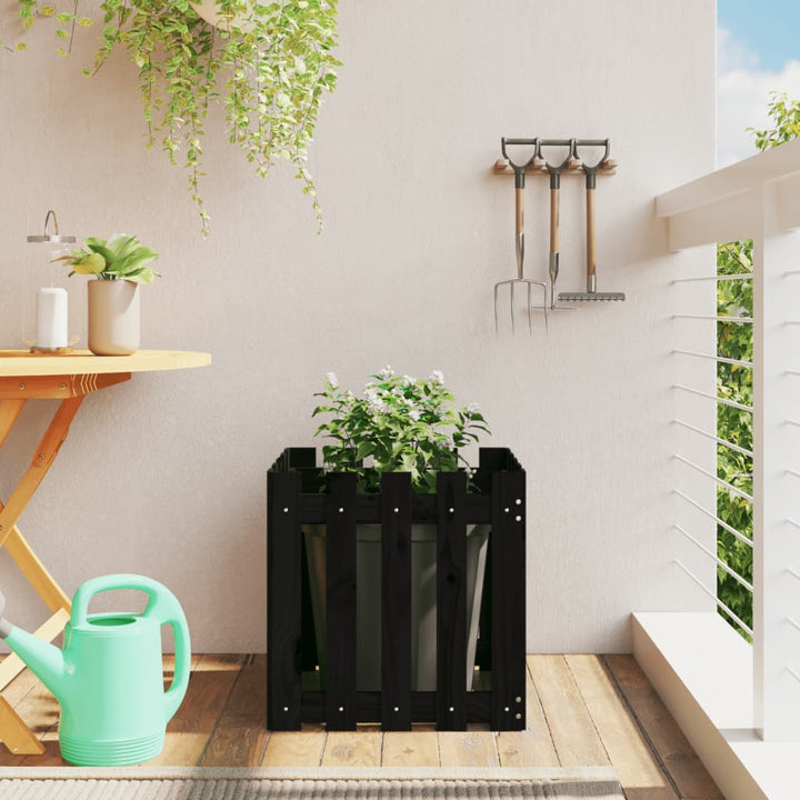 Odlingslåda Med Staket-Design Impregnerad Furu