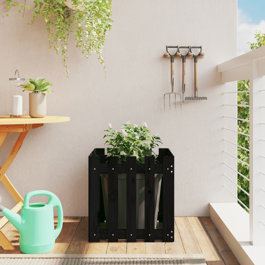 Odlingslåda Med Staket-Design Impregnerad Furu