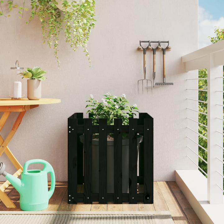 Odlingslåda Med Staket-Design Impregnerad Furu
