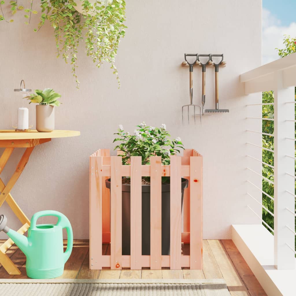 Odlingslåda Med Staket-Design Impregnerad Furu