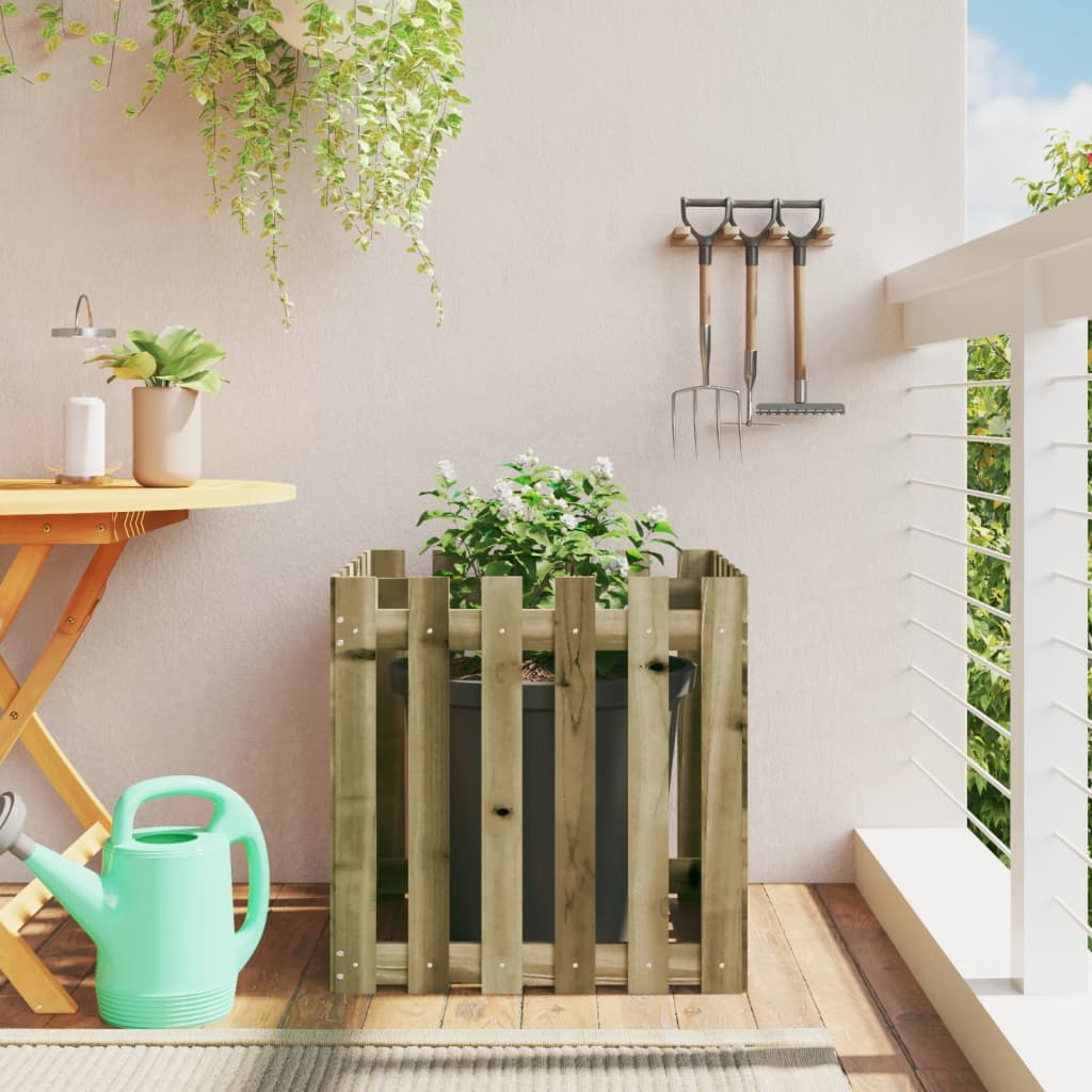 Odlingslåda Med Staket-Design Impregnerad Furu