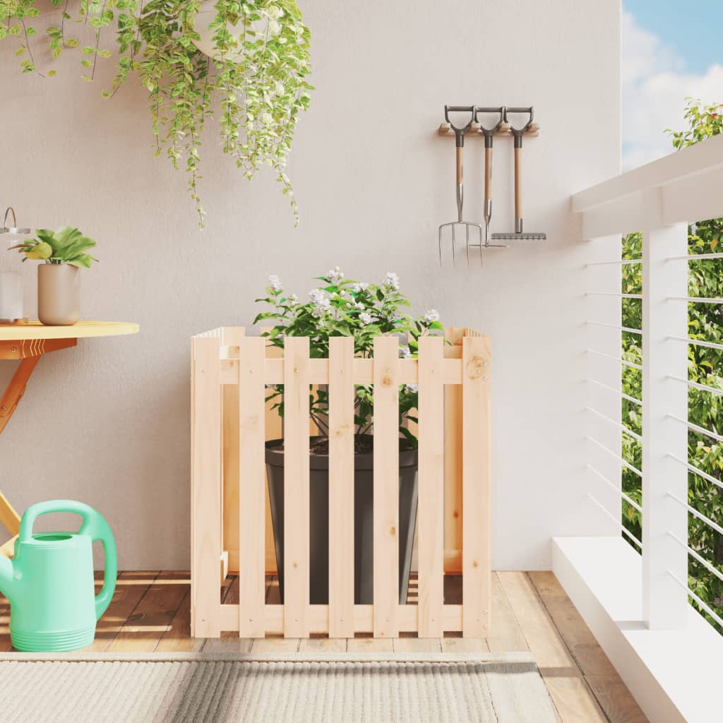 Odlingslåda Med Staket-Design Impregnerad Furu