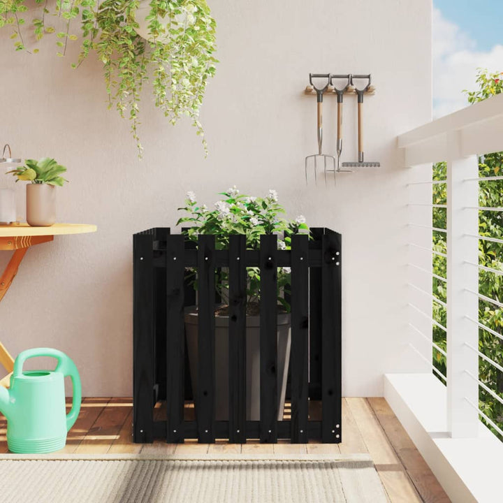 Odlingslåda Med Staket-Design Impregnerad Furu