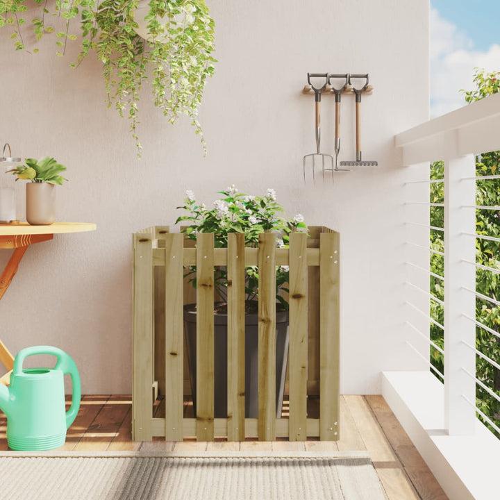 Odlingslåda Med Staket-Design Impregnerad Furu