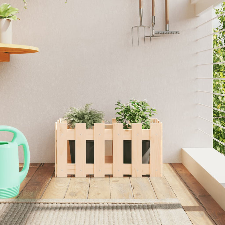 Odlingslåda Med Staket-Design Impregnerad Furu