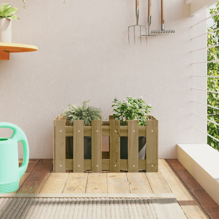 Odlingslåda Med Staket-Design Impregnerad Furu