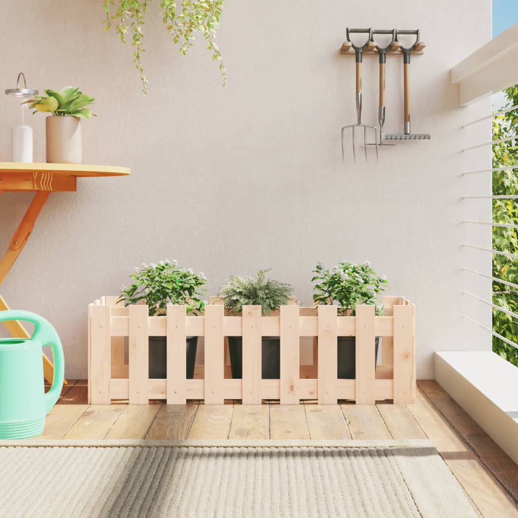 Odlingslåda Med Staket-Design Impregnerad Furu