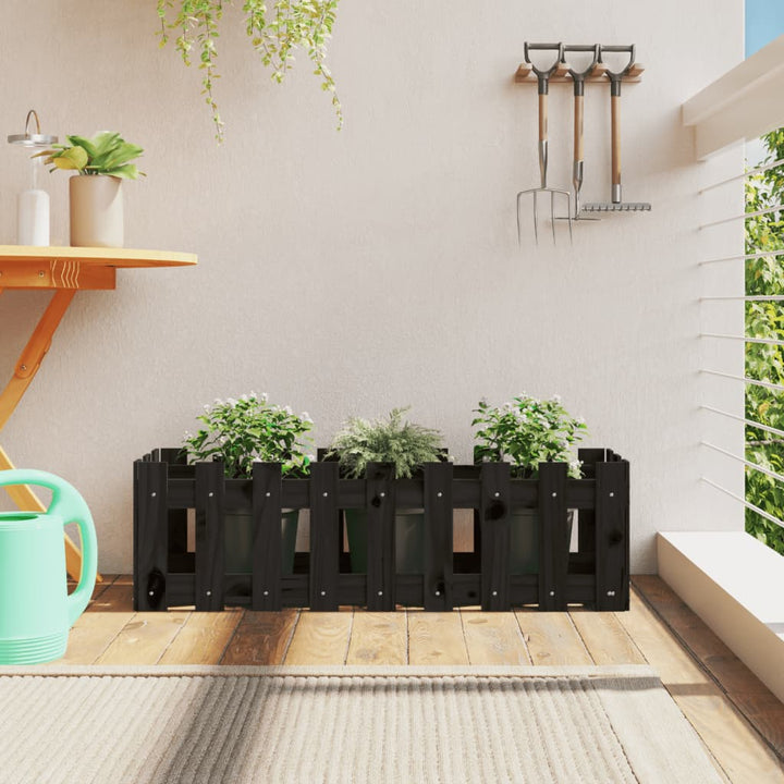 Odlingslåda Med Staket-Design Impregnerad Furu