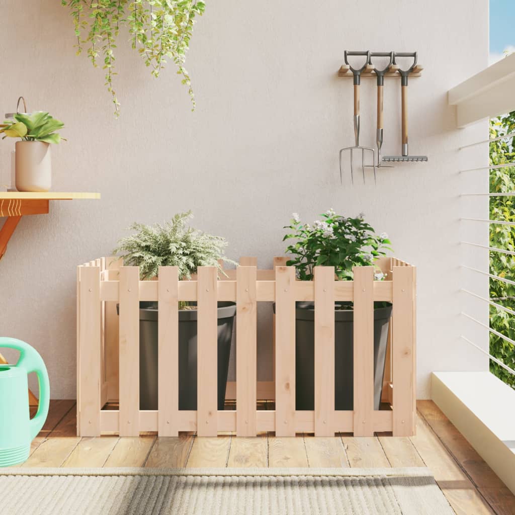Odlingslåda Med Staket-Design Impregnerad Furu