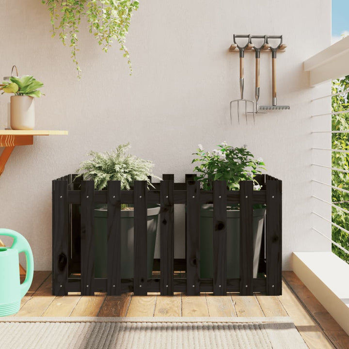 Odlingslåda Med Staket-Design Impregnerad Furu