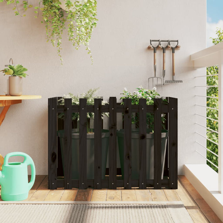 Odlingslåda Med Staket-Design Impregnerad Furu